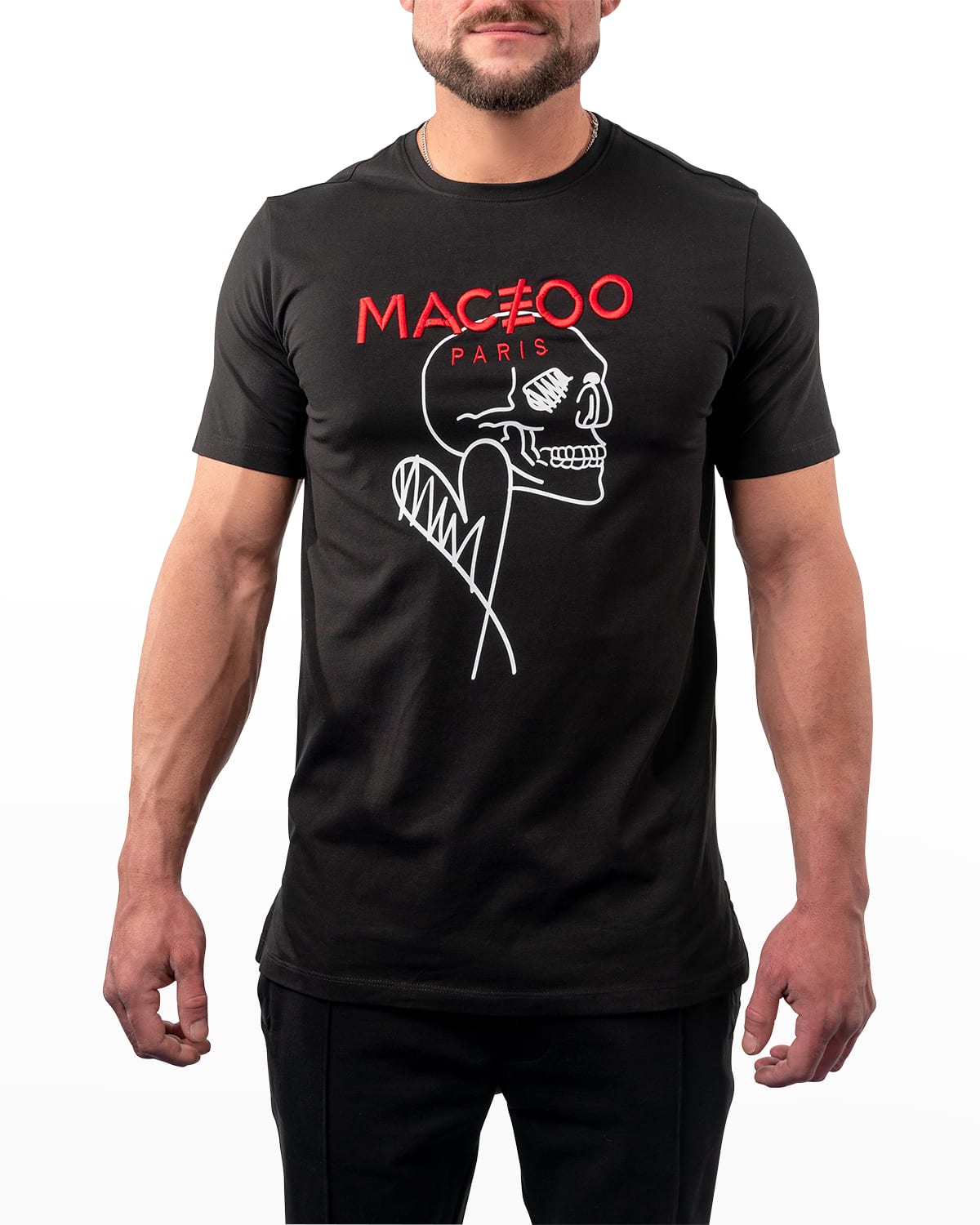 Maceoo Men's Skull Heart Logo T-Shirt
