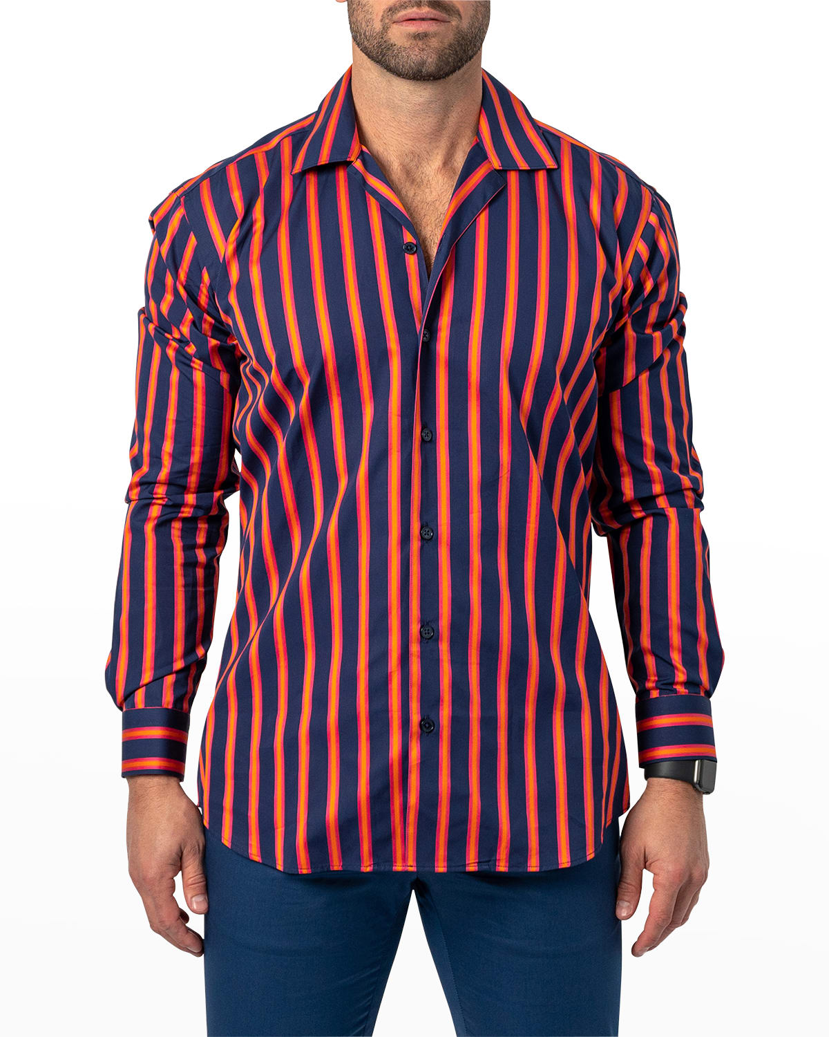 Maceoo Men's Fibonacci Bold Stripe Sport Shirt