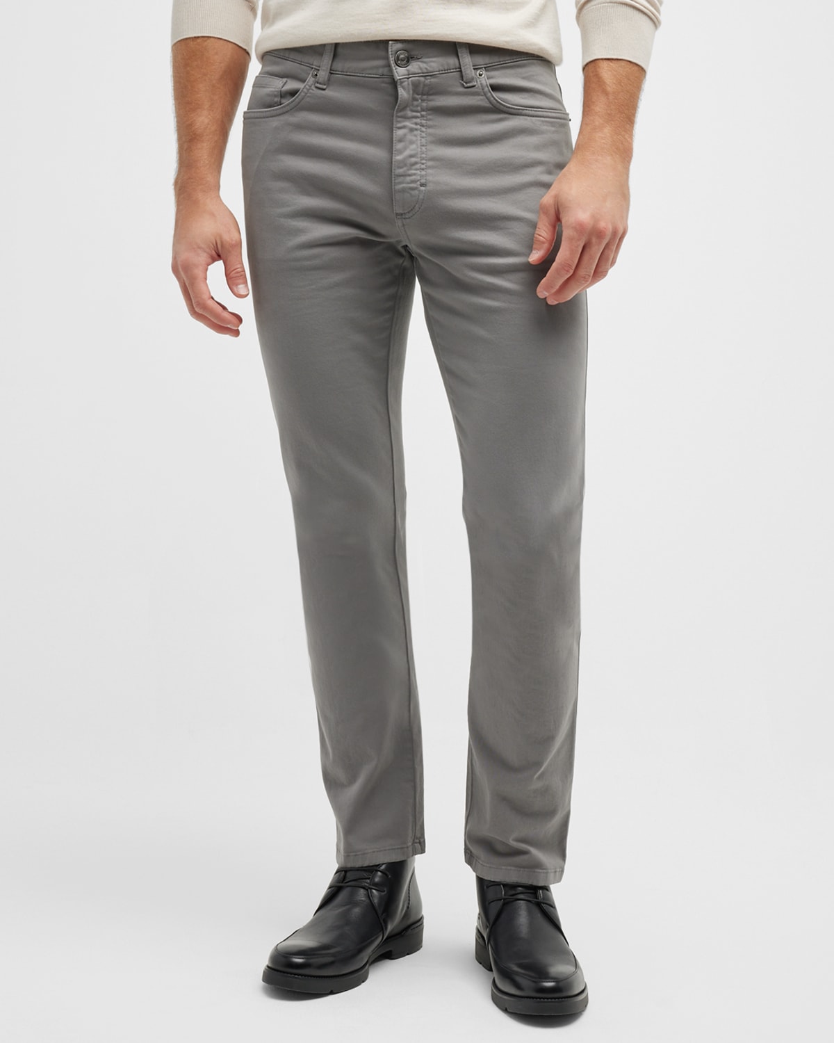 Shop Zegna Men's 5-pocket Pants In Light Grey