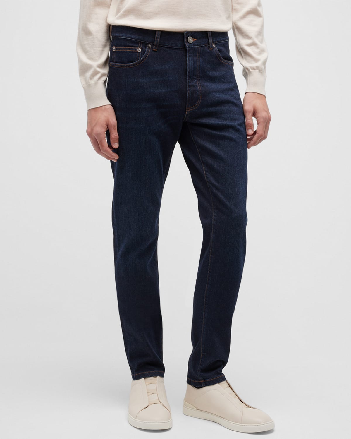 Shop Zegna Men's 5-pocket Dark Wash Denim Jeans In Dark Blue