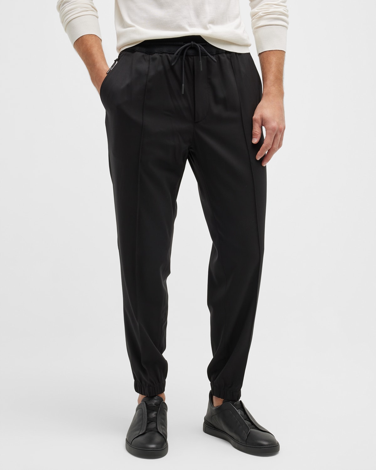 Shop Zegna Men's High-performance Joggers In Black Solid