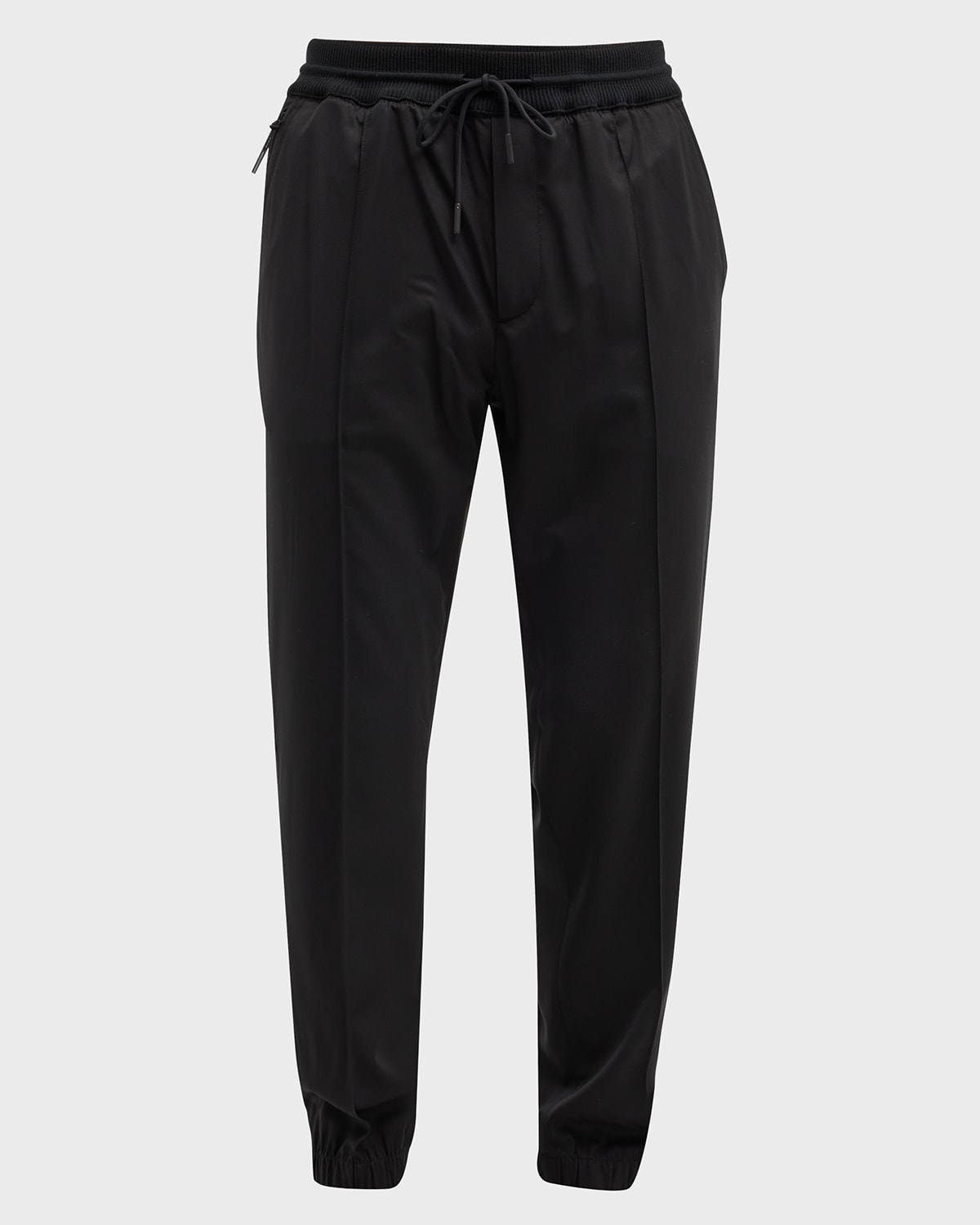 Zegna Men's High Performance Wool Jogger Pants In Black Solid
