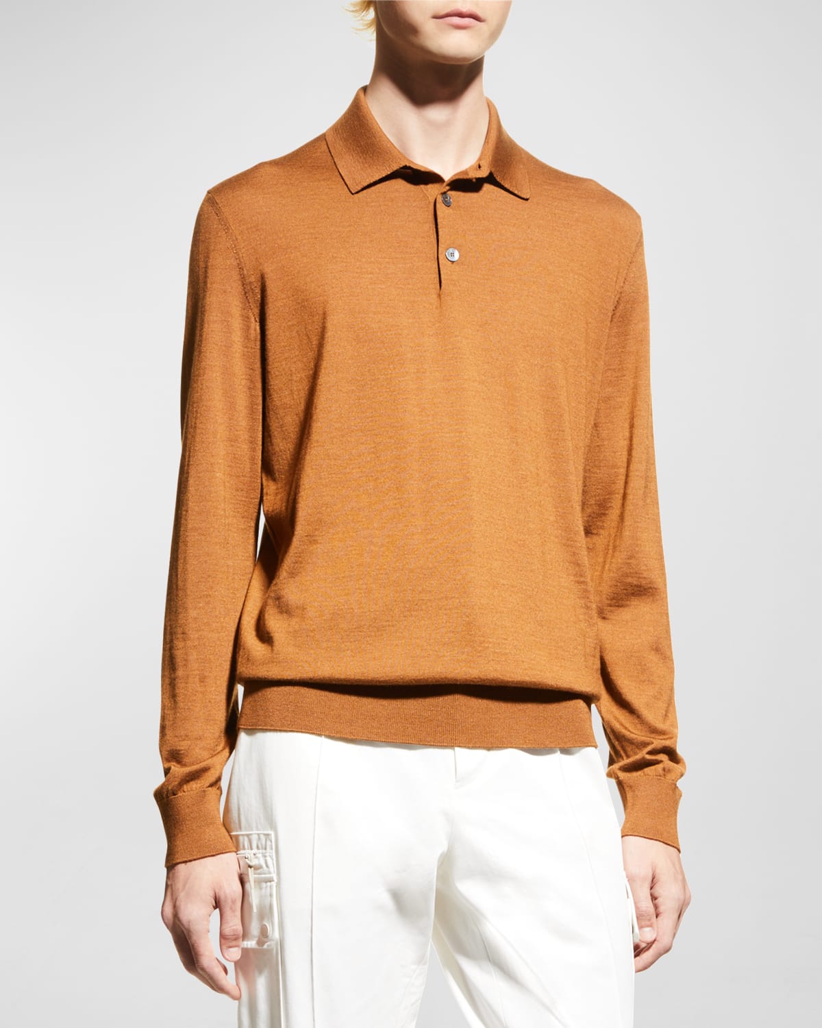 Shop Zegna Men's Cashmere-silk Polo Shirt In Foliage