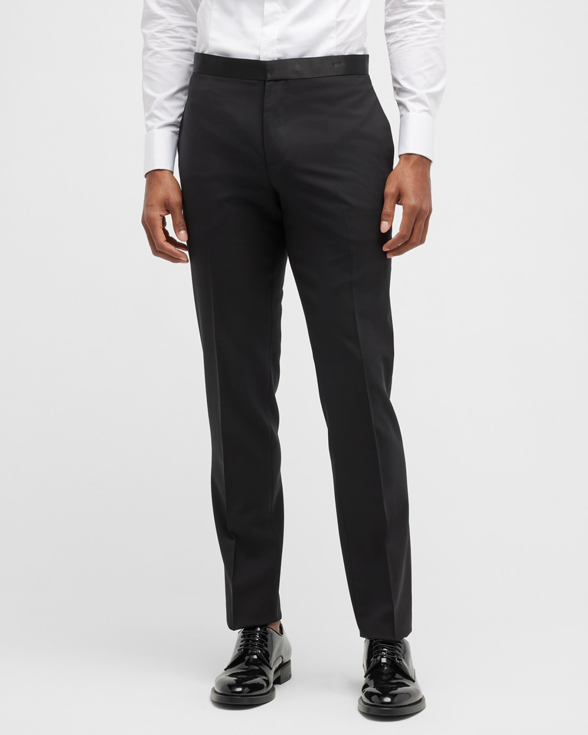 Shop Theory Men's Mayer Stretch-wool Tuxedo Pants In Black