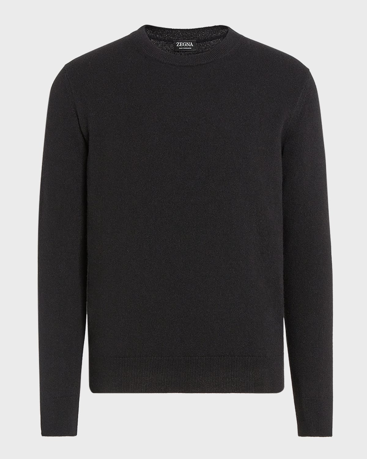 Shop Zegna Men's Cashmere Crewneck Sweater In Black Solid