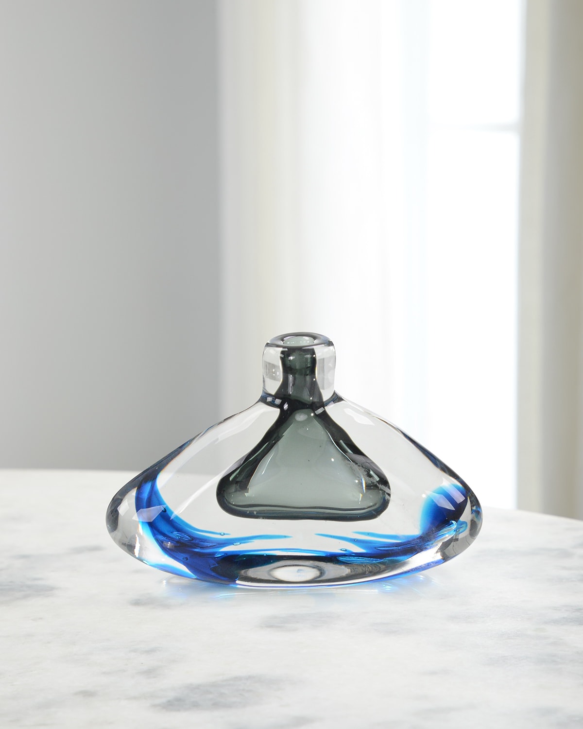 Handblown Sky Blue & Grey Glass Vase I