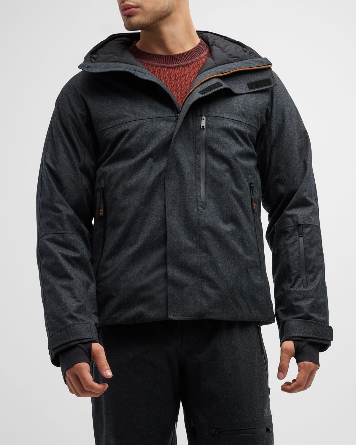 ZEGNA Men's 3-Layer Techmerino&trade; Waterproof Hooded Ski Jacket