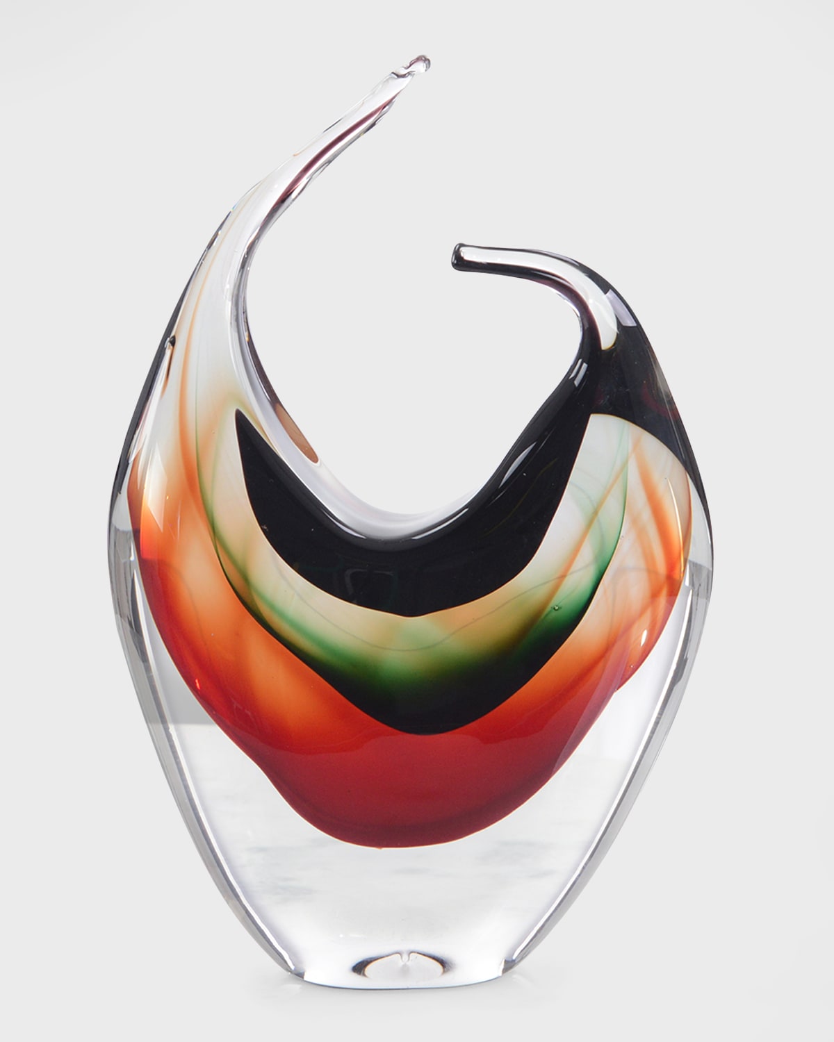 John-richard Collection Handblown Red, Violet, & Emerald Glass Sculpture I