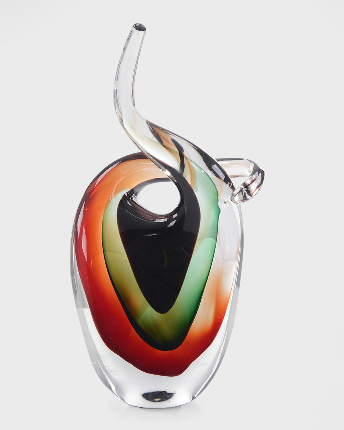 John-richard Collection Handblown Red, Violet, & Emerald Glass Sculpture Ii