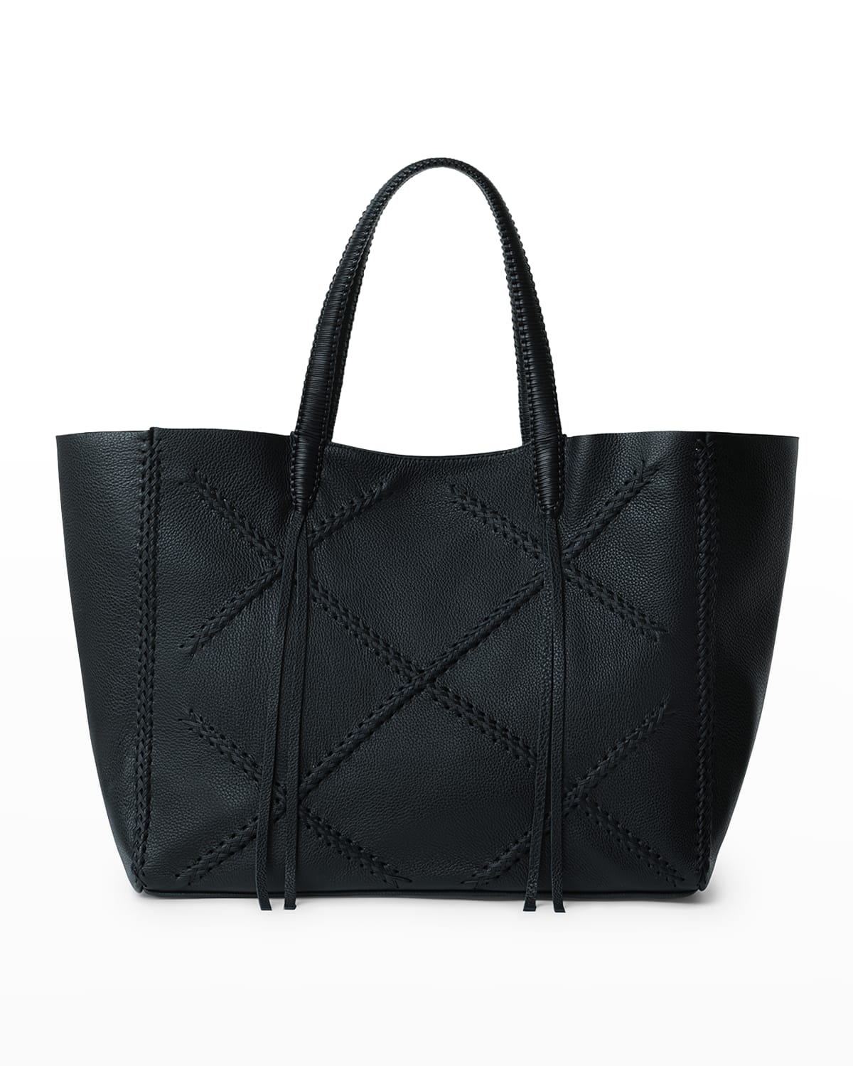 Callista Crisscross Grain Leather Tote Bag In Dijon