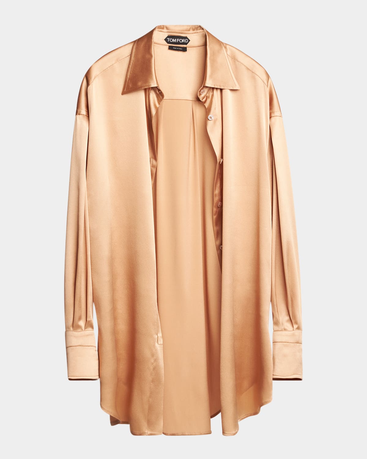 Shop Tom Ford Button-down Silk Shirt In Pale Beige