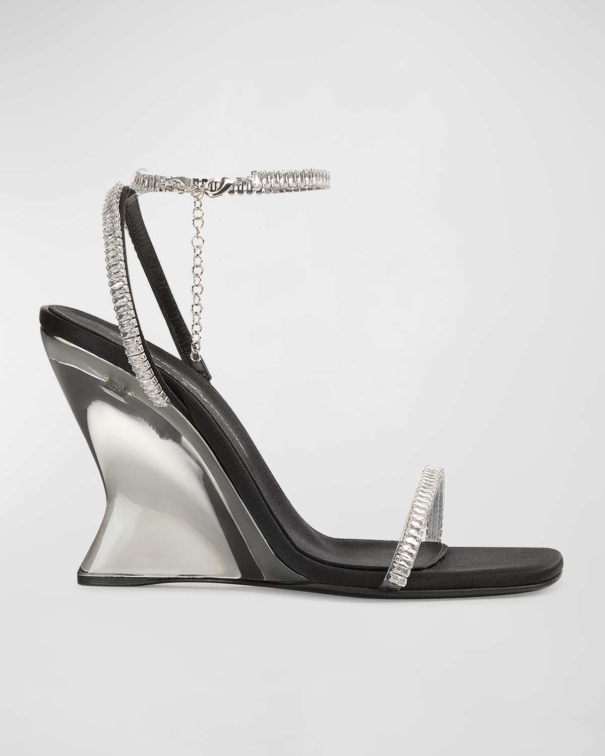 Sergio Rossi Crystal Transparent-wedge Sandals In Nero And Crystal