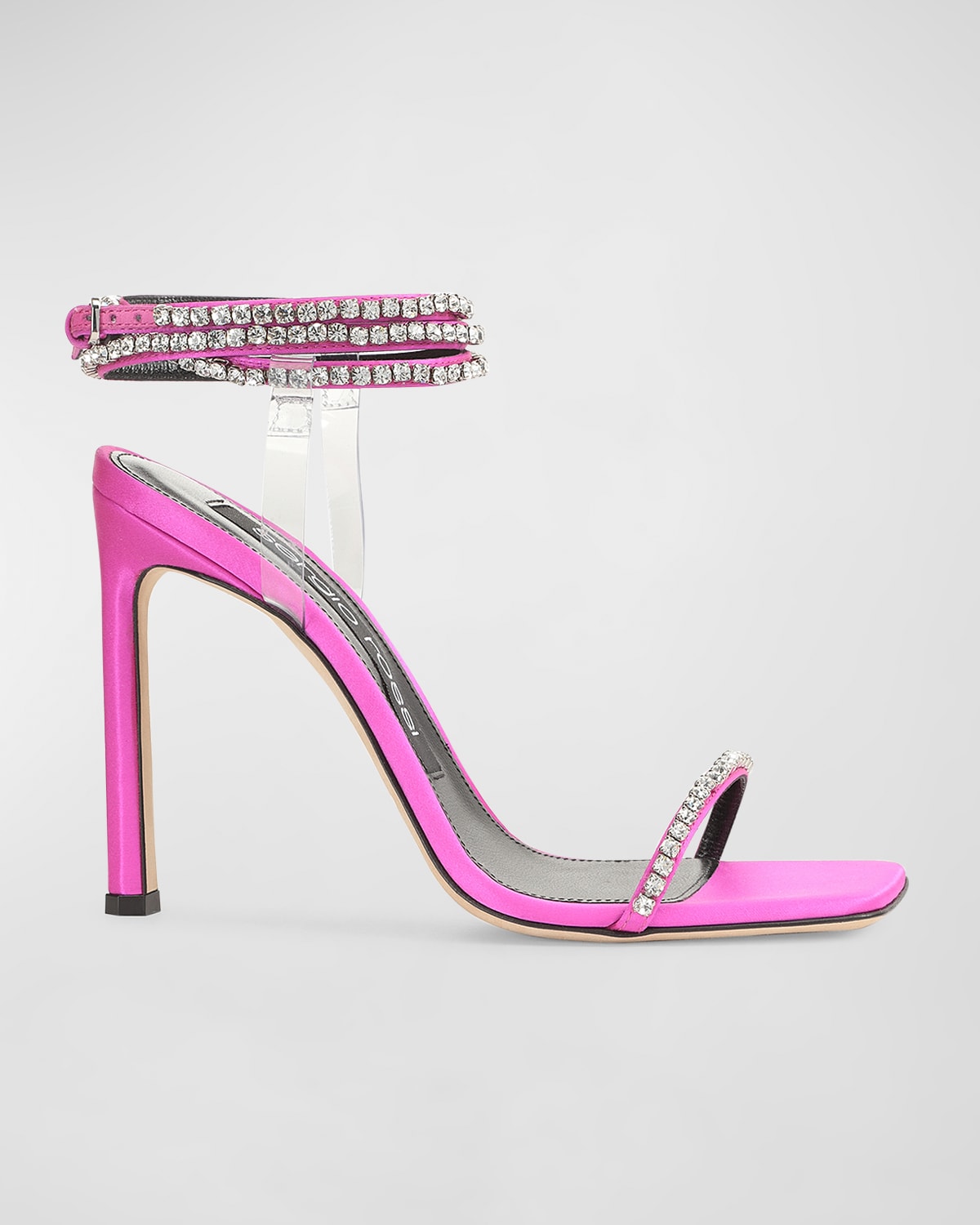 Sergio Rossi 110mm Crystal-embellished Leather Sandals In Fuchsia And Cryst