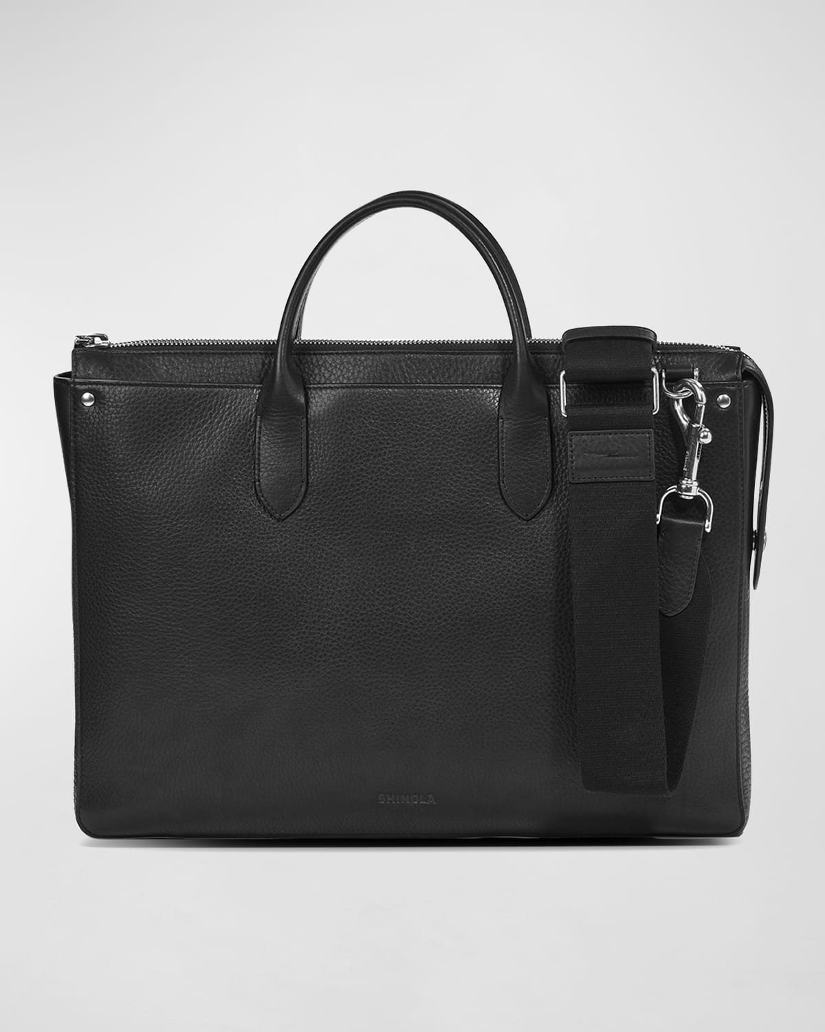 Shinola Men's The Slim Leather Traveler Briefcase In Black