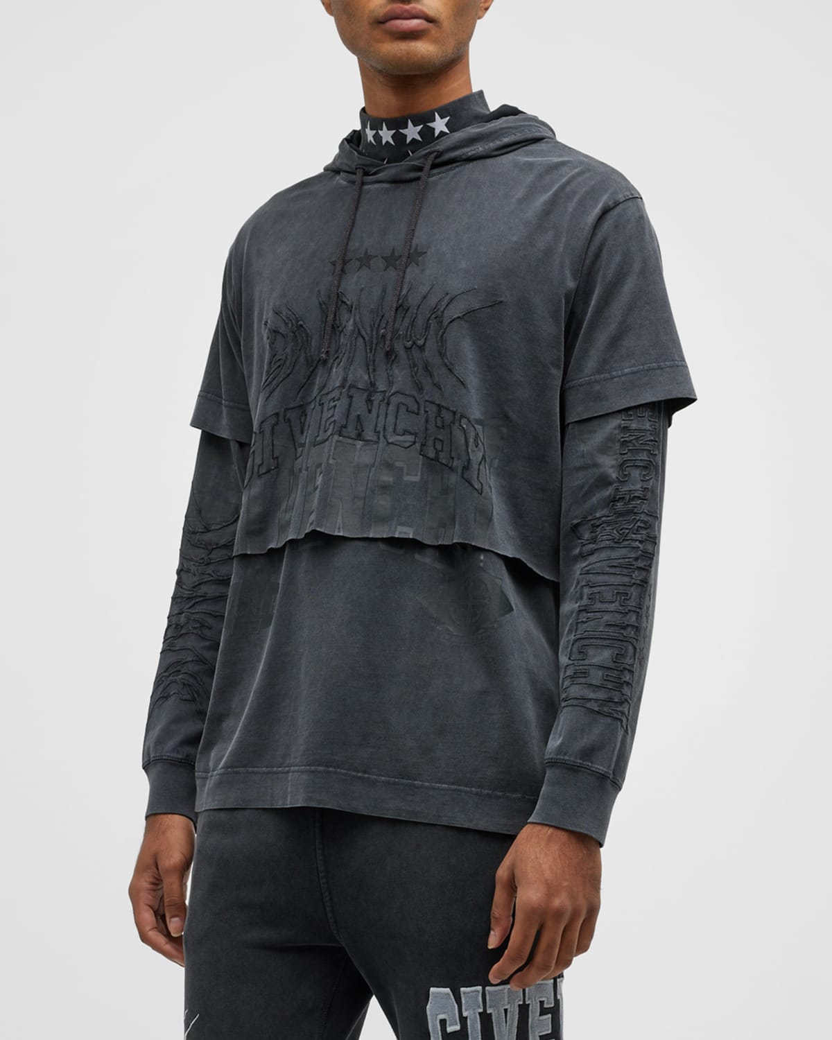 Givenchy Men s Tonal All in one Hoodie In Faded Black ModeSens
