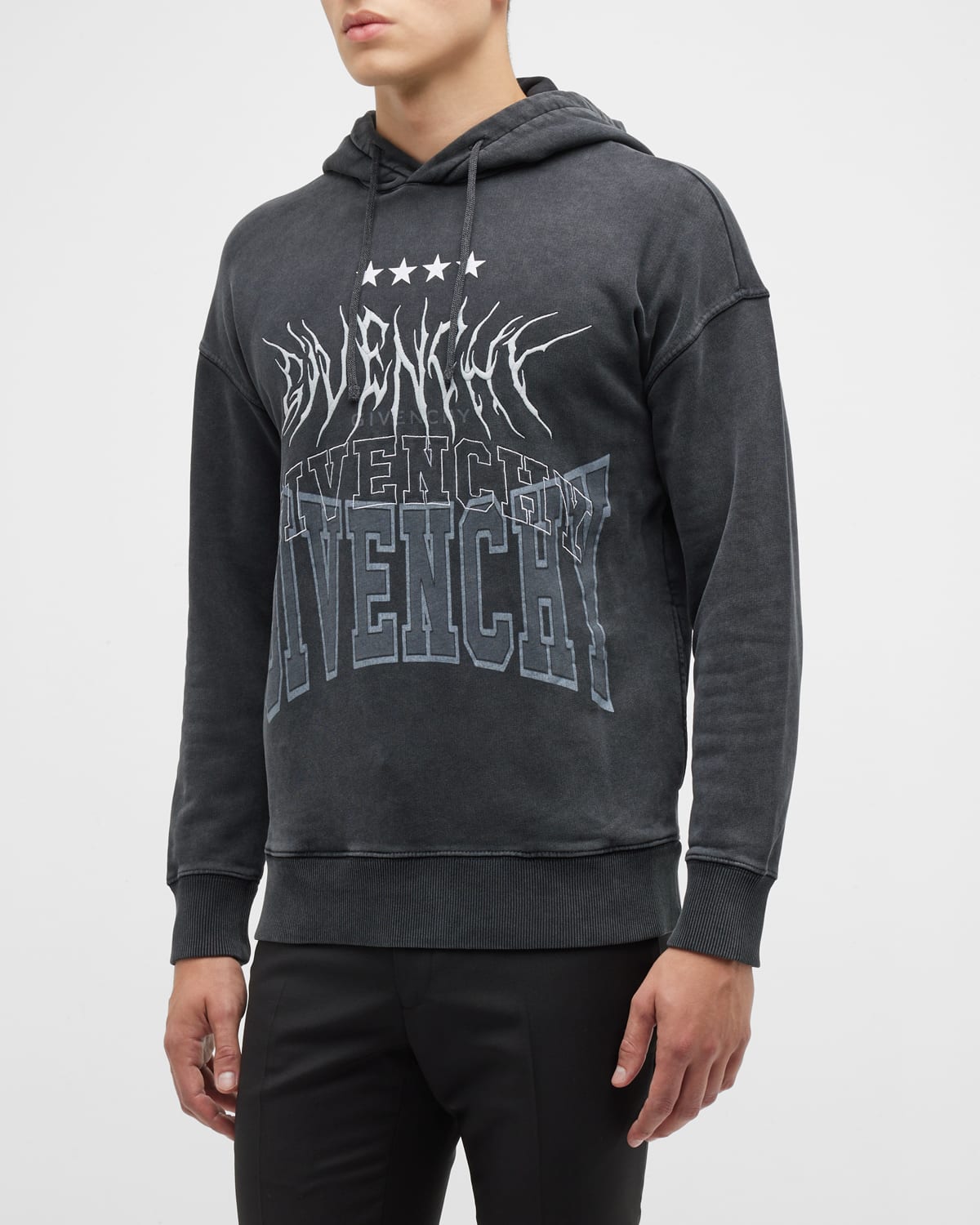 Givenchy Men's Graphic Logo Pullover Hoodie In Grey | ModeSens