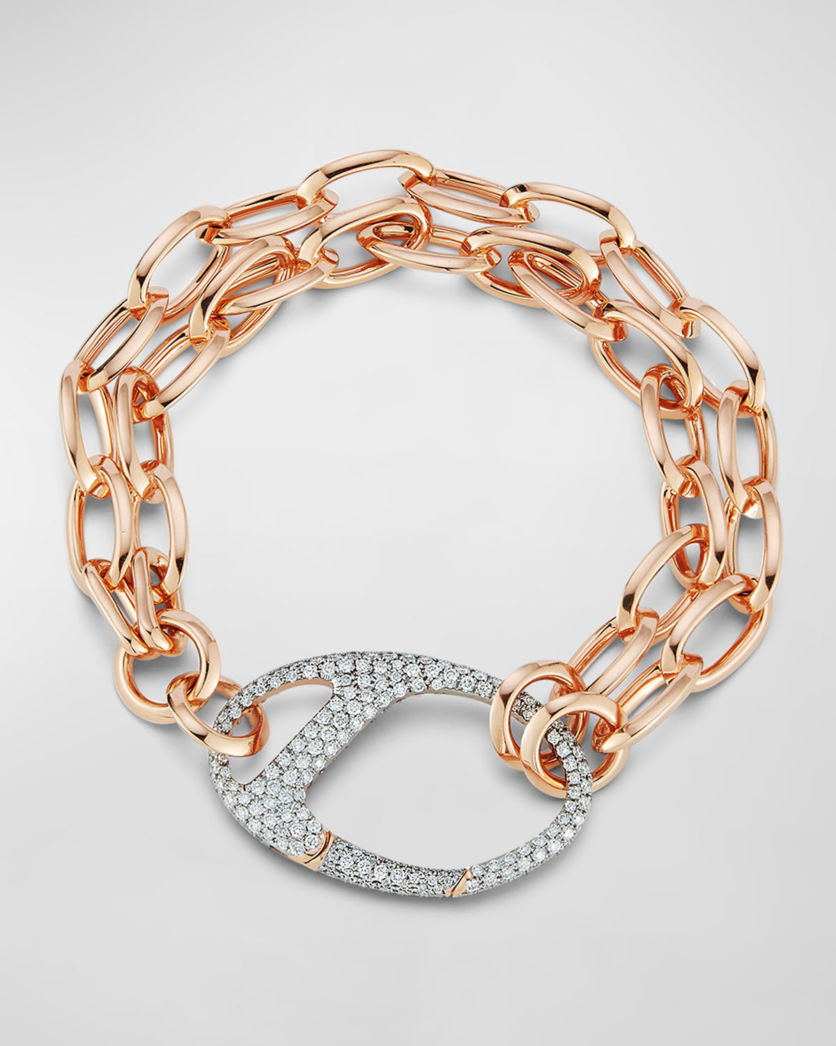 Rose Gold Diamond Split Chain-Link Bracelet