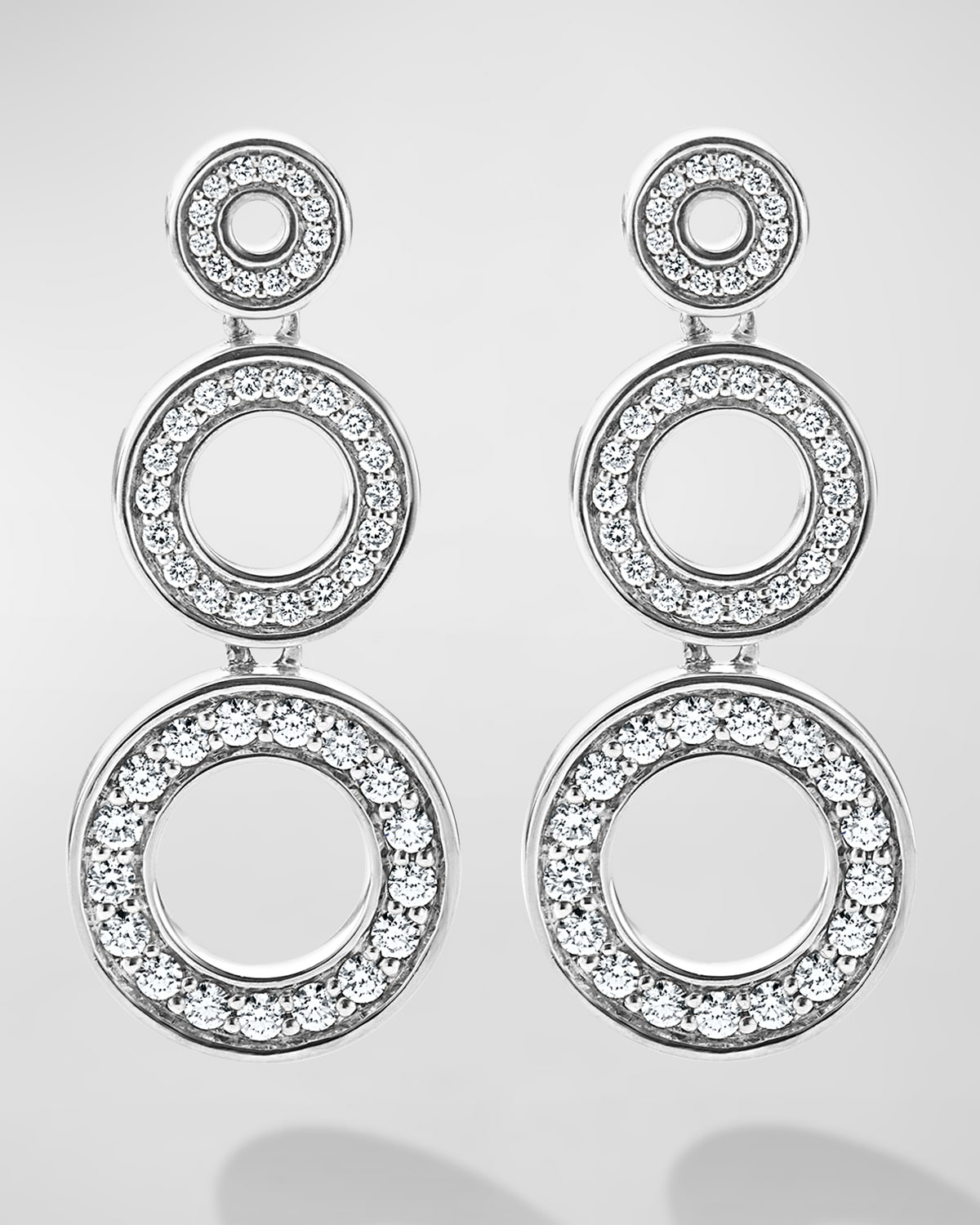 LAGOS CAVIAR SPARK DIAMOND GRADUATED 3-CIRCLE DROP EARRINGS