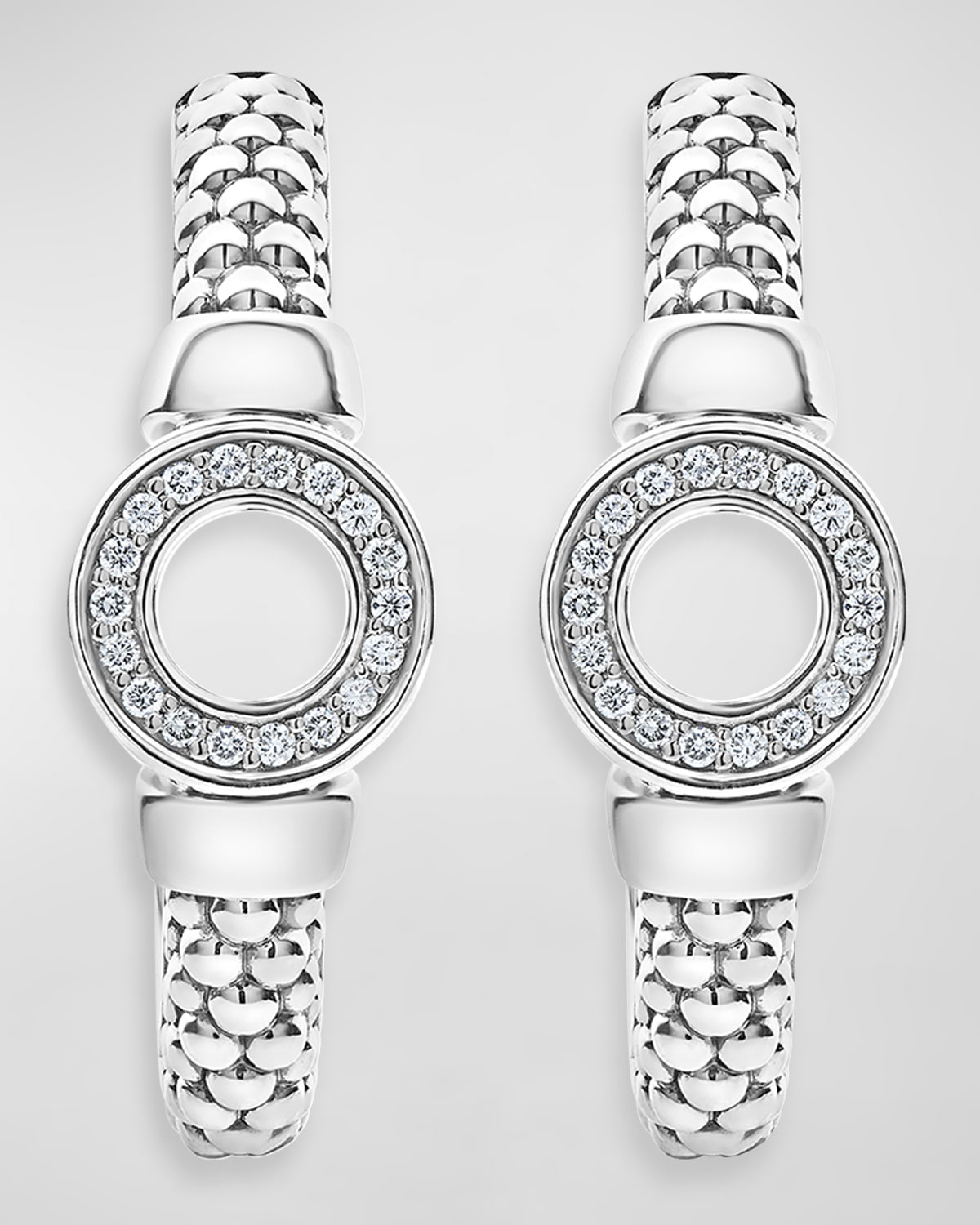 Caviar Spark Diamond Circle Half-Hoop Earrings