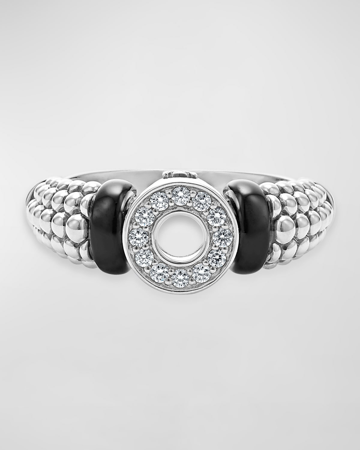 Black Ceramic Diamond Small Circle Ring