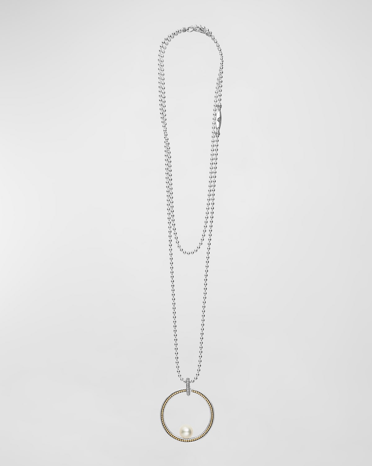 Luna Pearl 35mm Caviar Circle Pendant Necklace