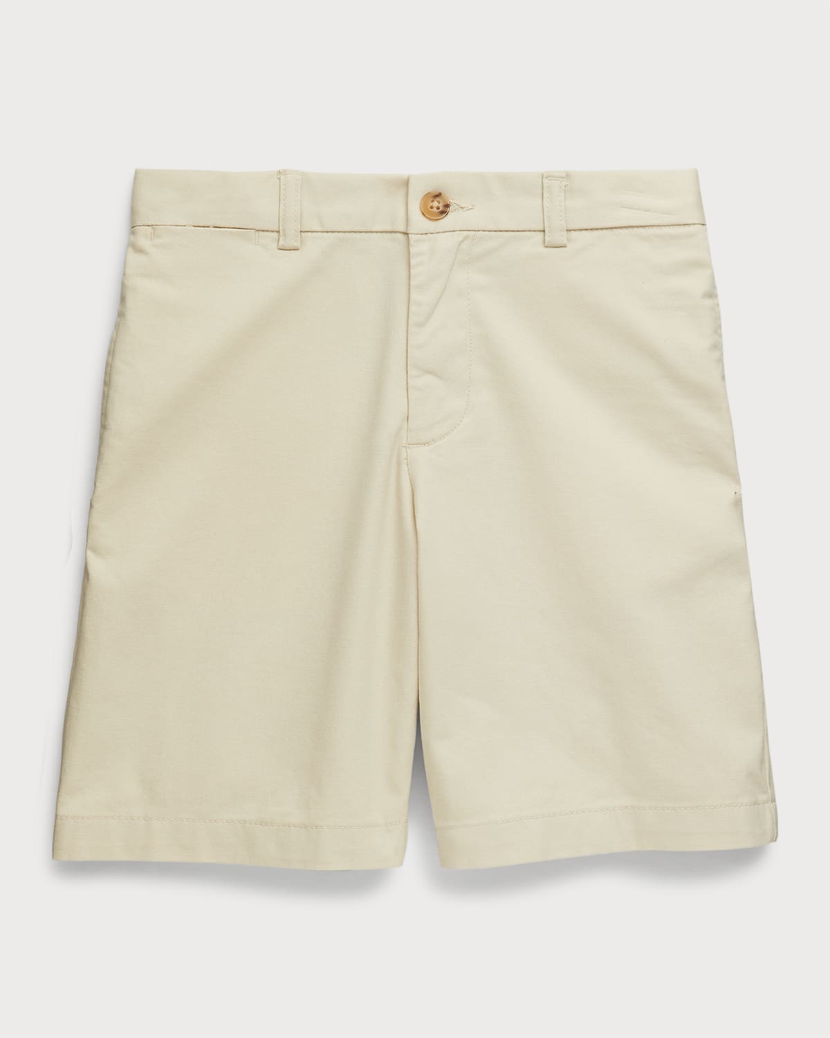 Shop Ralph Lauren Boy's Logo Embroidered Flat Front Chino Shorts In Basic Sand