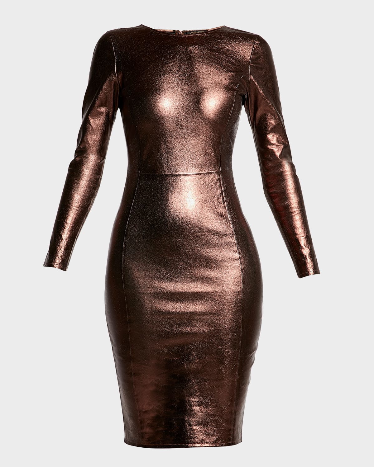 As By Df Mrs. Smith Stretch Leather Knee-length Dress In Bronze