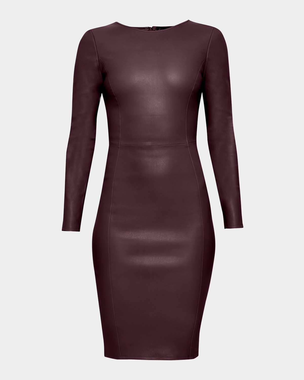 As By Df Mrs. Smith Stretch Leather Knee-length Dress In Burgundy