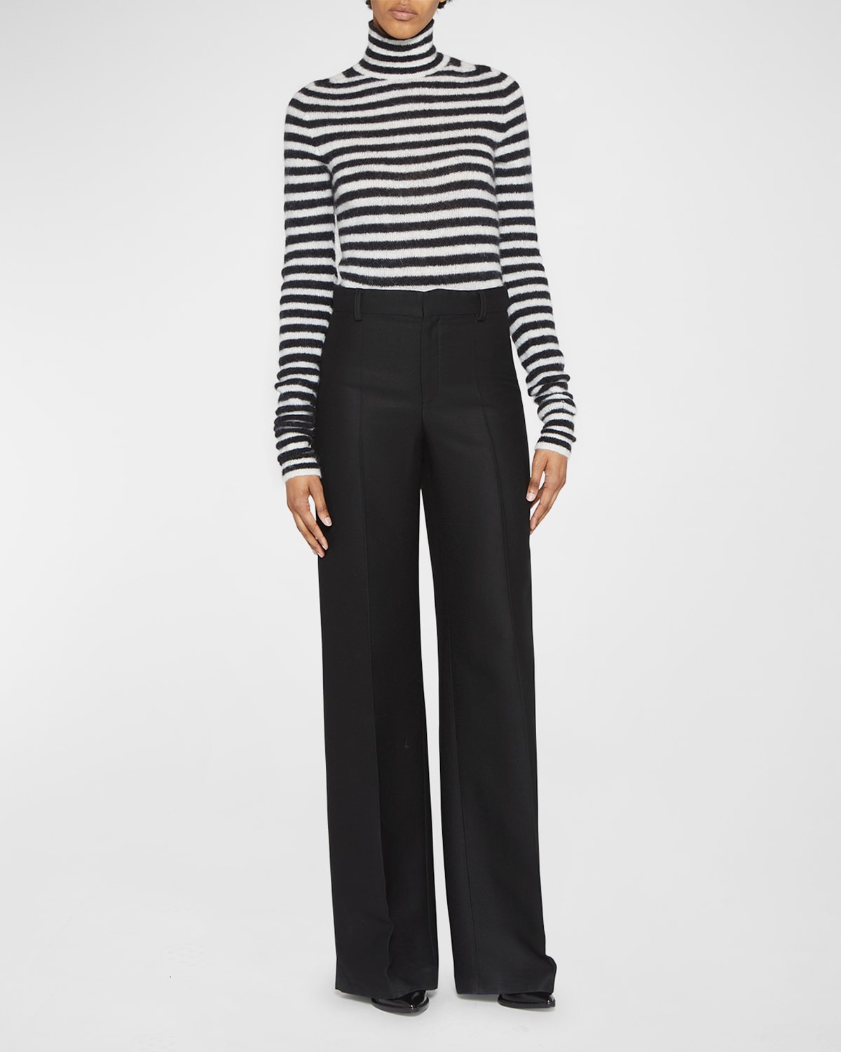 Philosophy Di Lorenzo Serafini Mohair Striped Knitted Sweater In White Multi