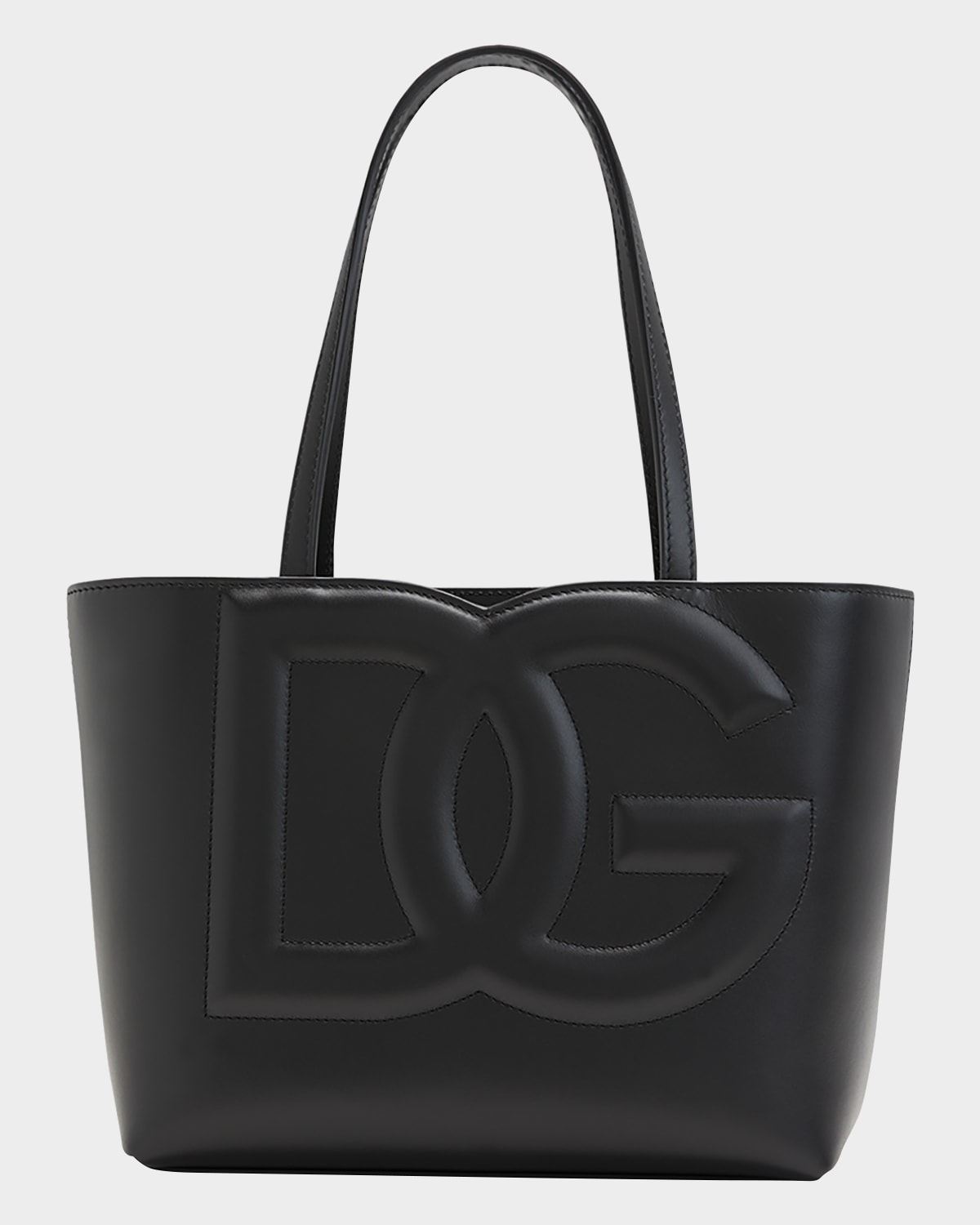 Dolce & Gabbana Dg Logo Leather Tote Bag In Nero