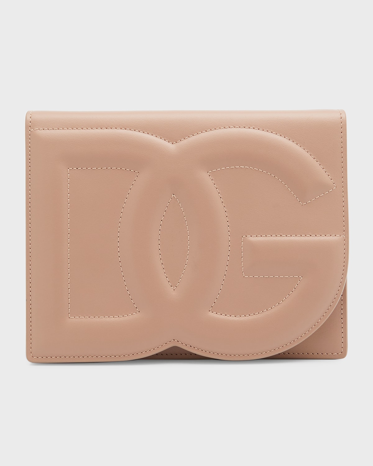 Dolce & Gabbana Embossed Leather Shoulder Bag In Cipria