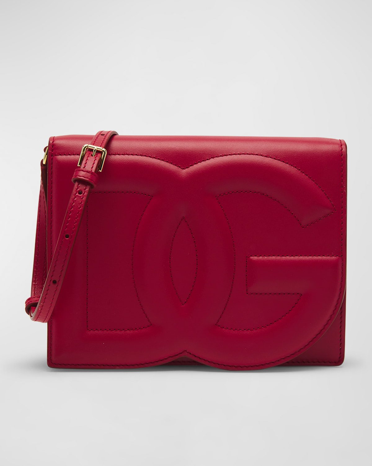 DOLCE & GABBANA DG LOGO FLAP LEATHER SHOULDER BAG