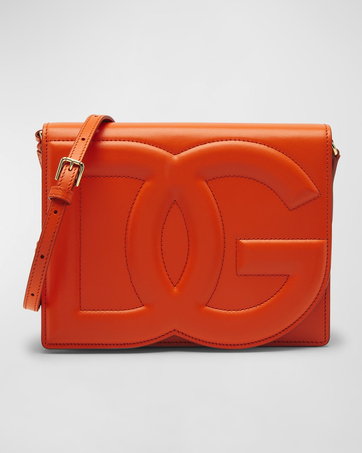 Dolce & Gabbana Dg Logo Flap Leather Shoulder Bag In Arancio