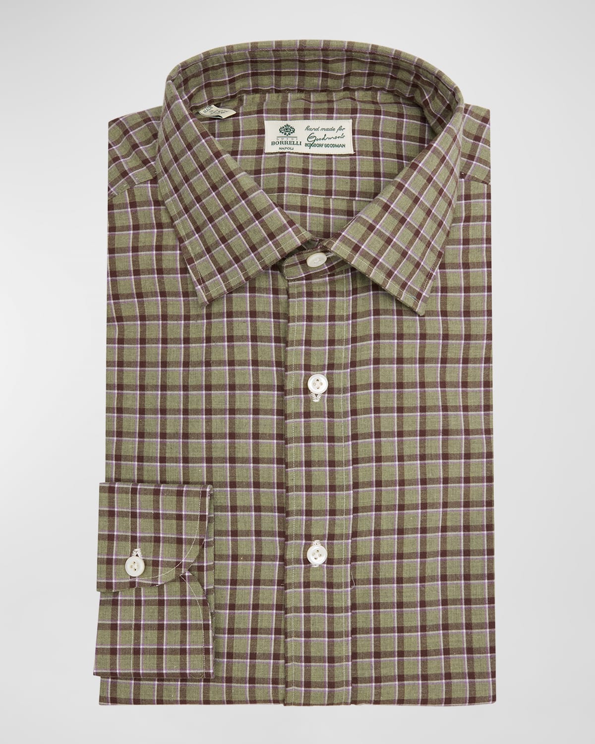Borrelli Men's Cotton Plaid Dress Shirt In Brown