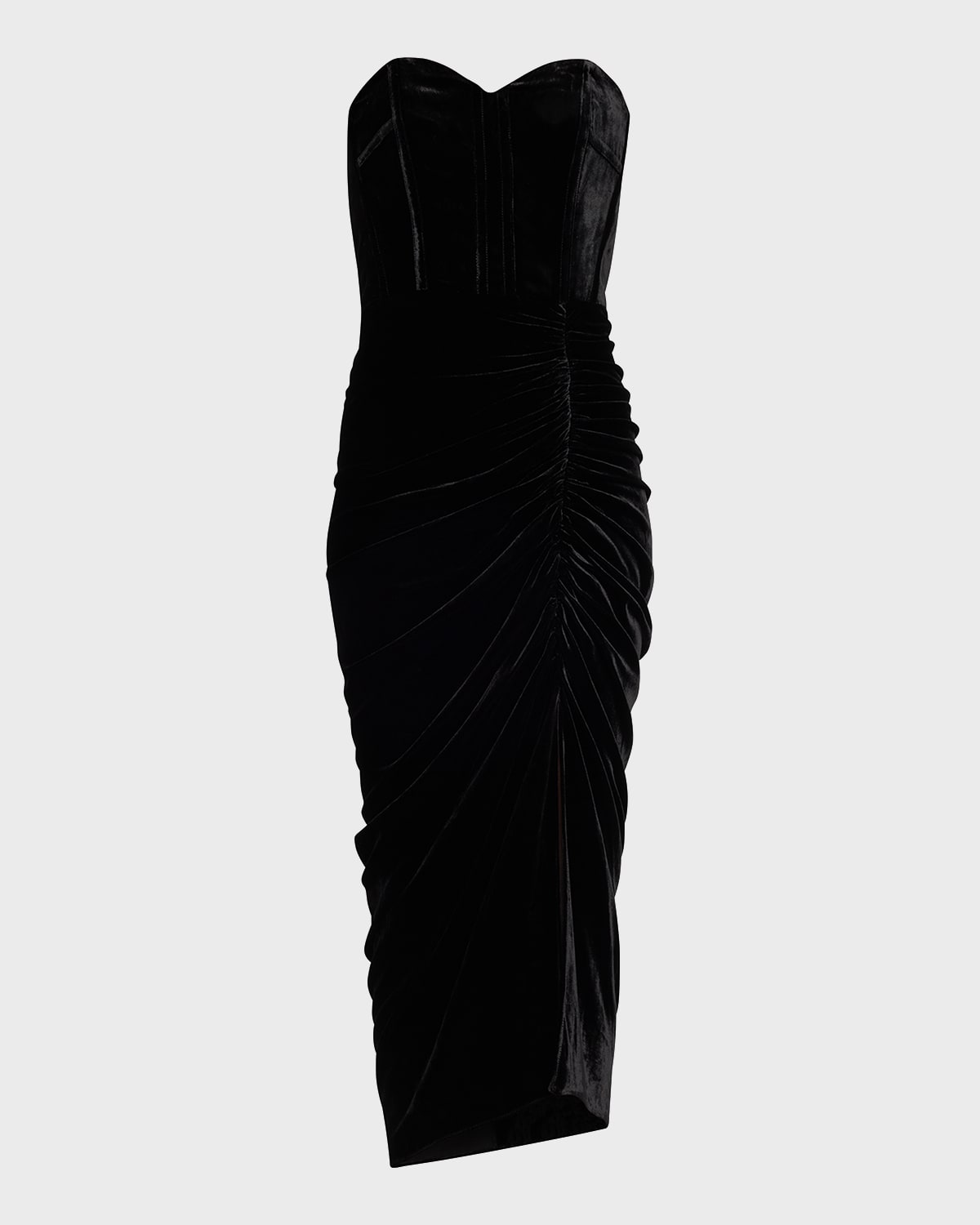 Veronica Beard Plaza Strapless Ruched Midi Dress In Black
