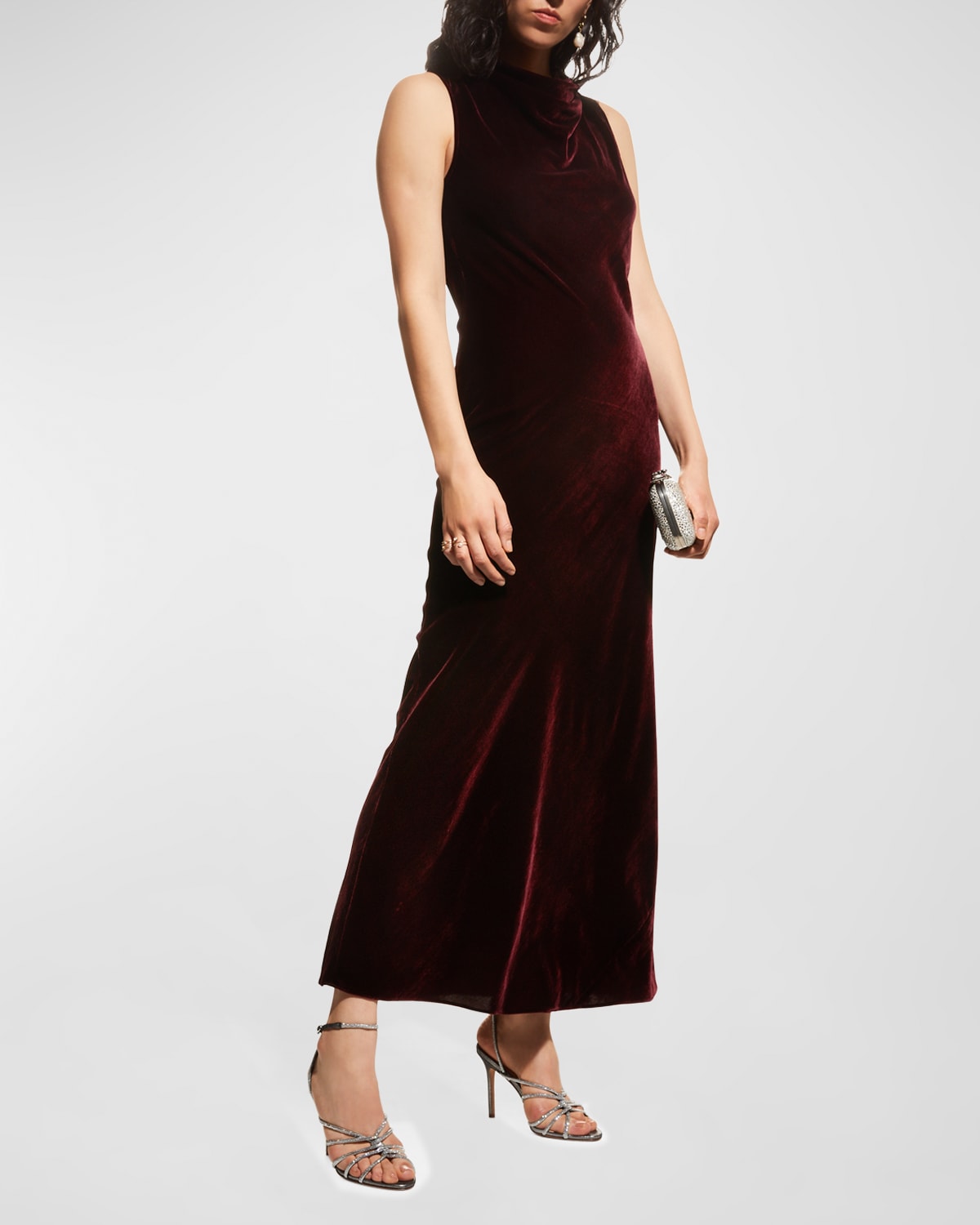 VERONICA BEARD KURA HIGH COWL-NECK MAXI DRESS