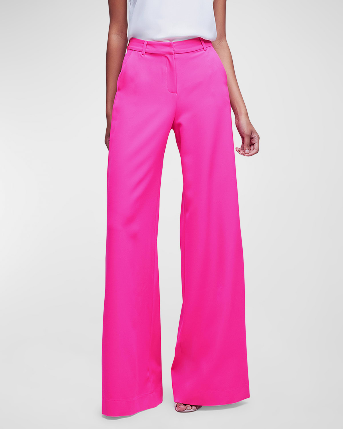 L'agence Pilar Wide-leg Pants In Pink Glo