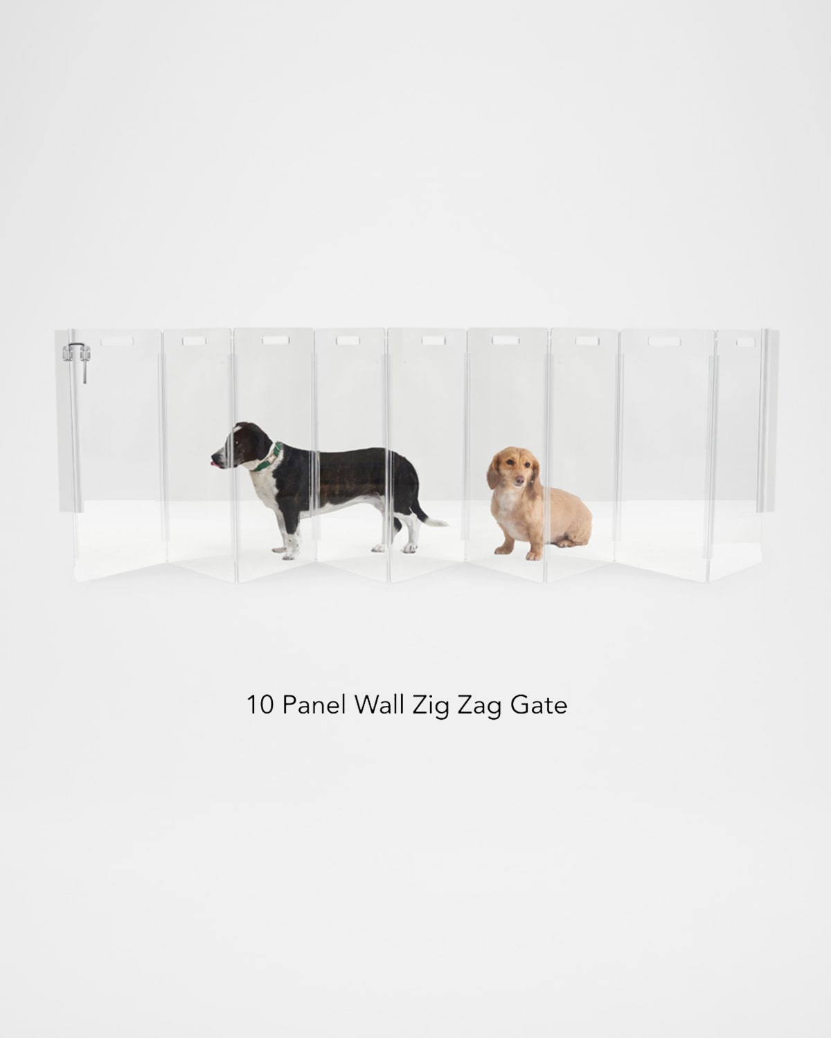 Hiddin Clear Wall Mounted Zig Zag Pet Gate With Silver Latch In Clear/silver