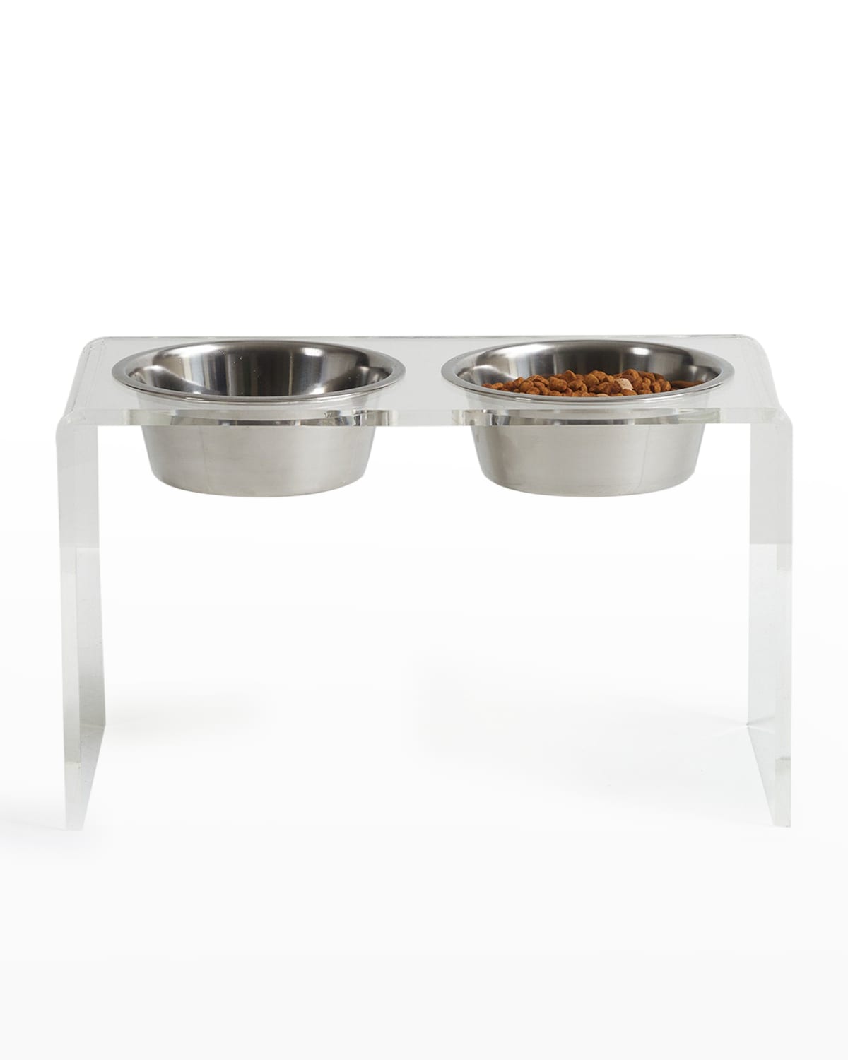 Shop Hiddin Tall Clear Double Pet Bowl Feeder With Silver Bowls In Clear/silver