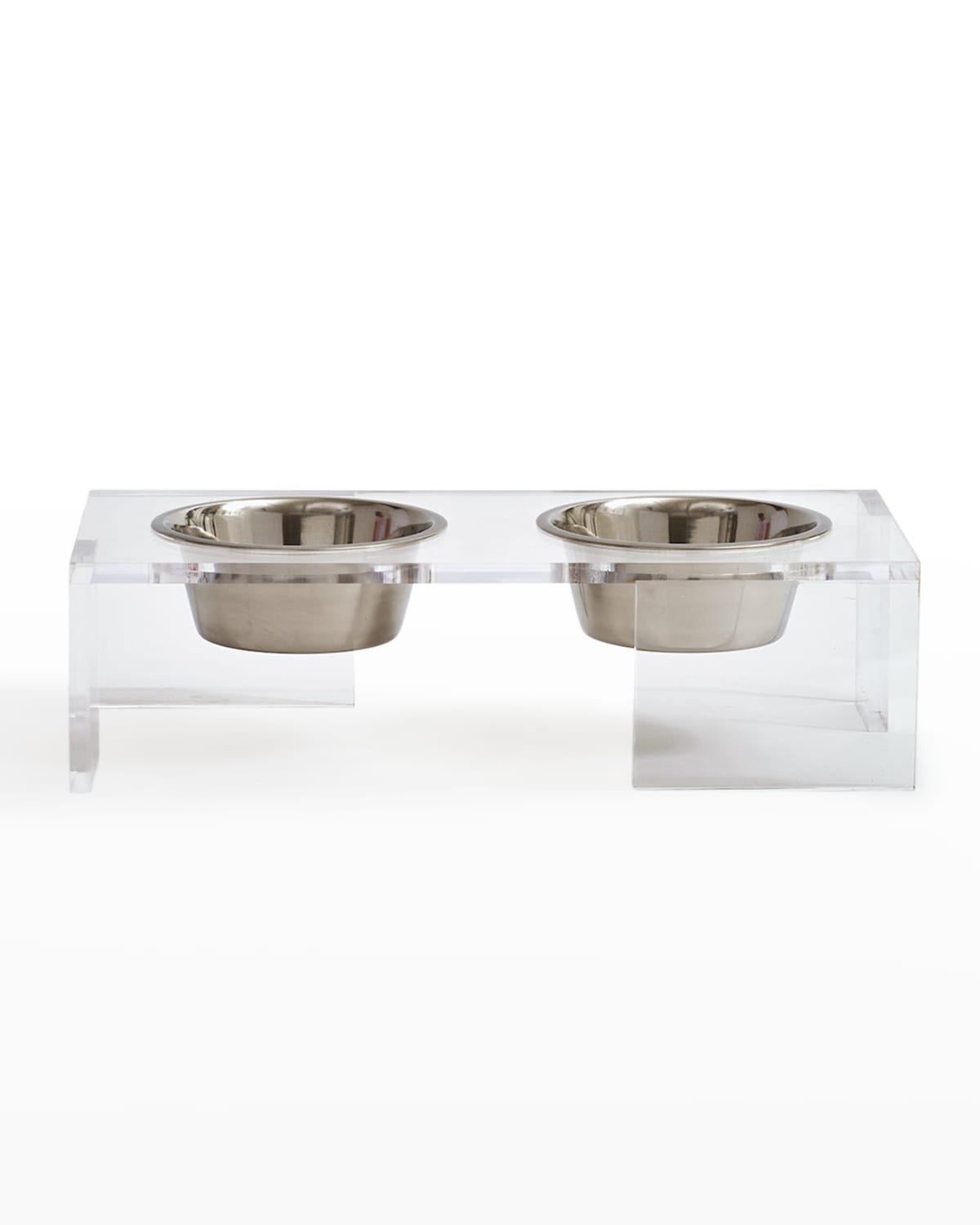 Shop Hiddin Clear Panel Double Pet Bowl Feeder In Clear/silver