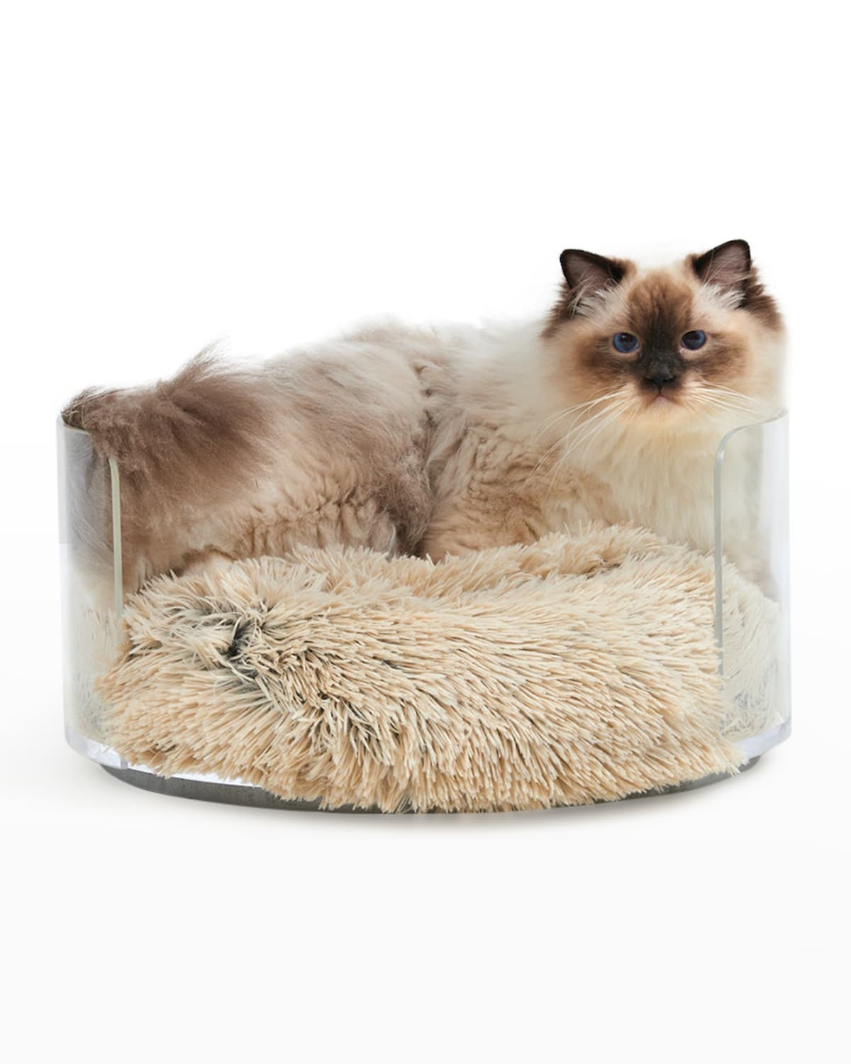 Shop Hiddin Clear Round Pet Bed With Donut Cushion In Clear/tan