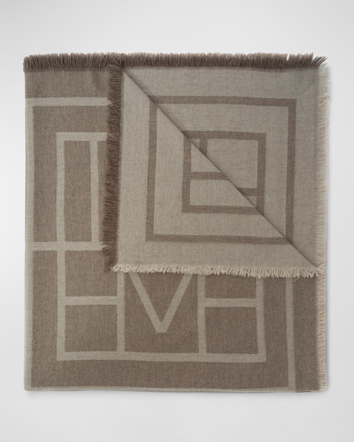 Totême Monogram Wool-cashmere Scarf In Tobacco Monogram