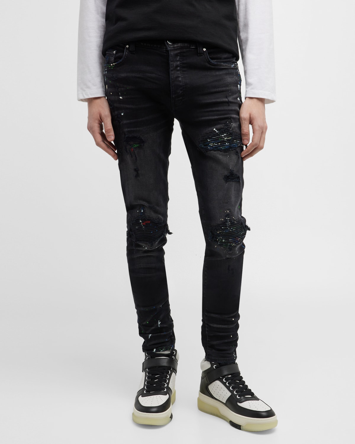 Amiri Men's Paint Drop Logo Skinny Jeans