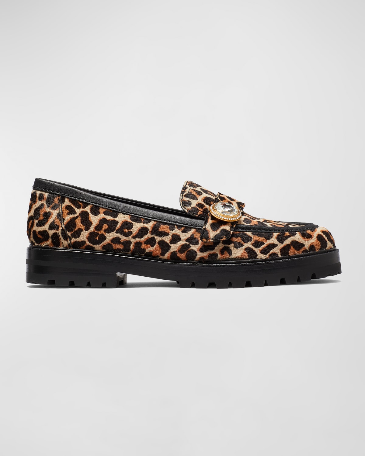 KATE SPADE POSH LEOPARD CRYSTAL CASUAL LOAFERS