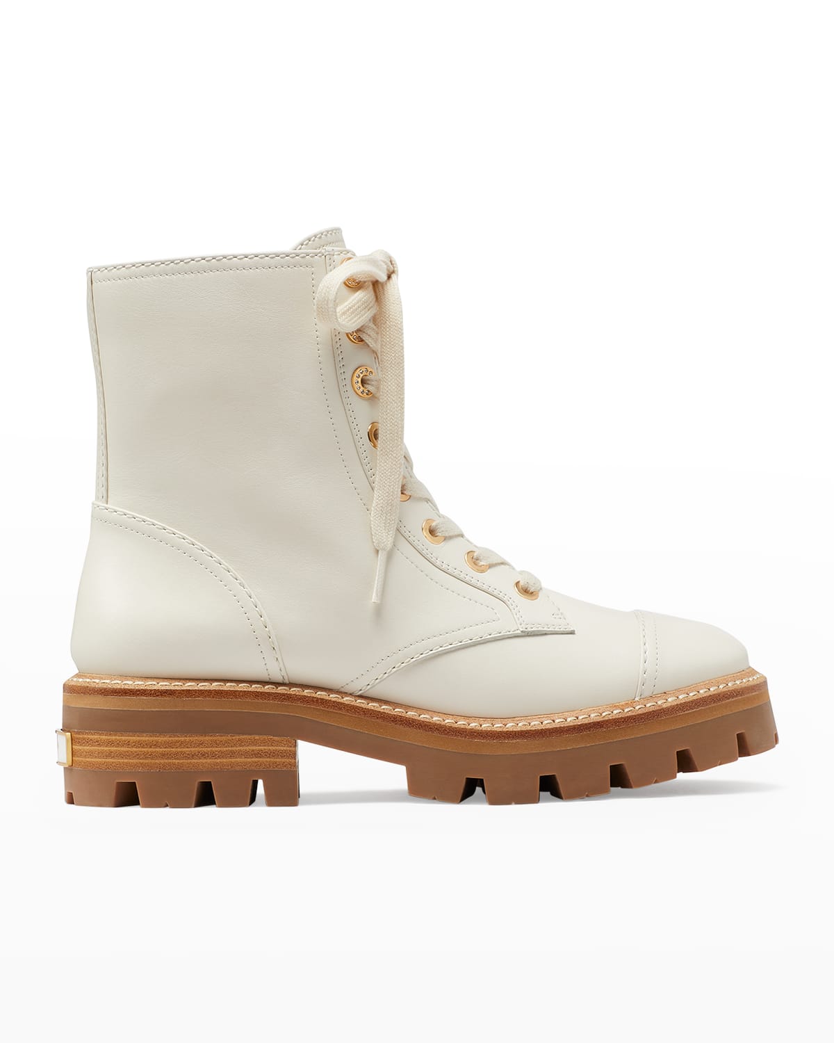 Kate Spade Merritt Leather Lug-sole Combat Boots In Halo White