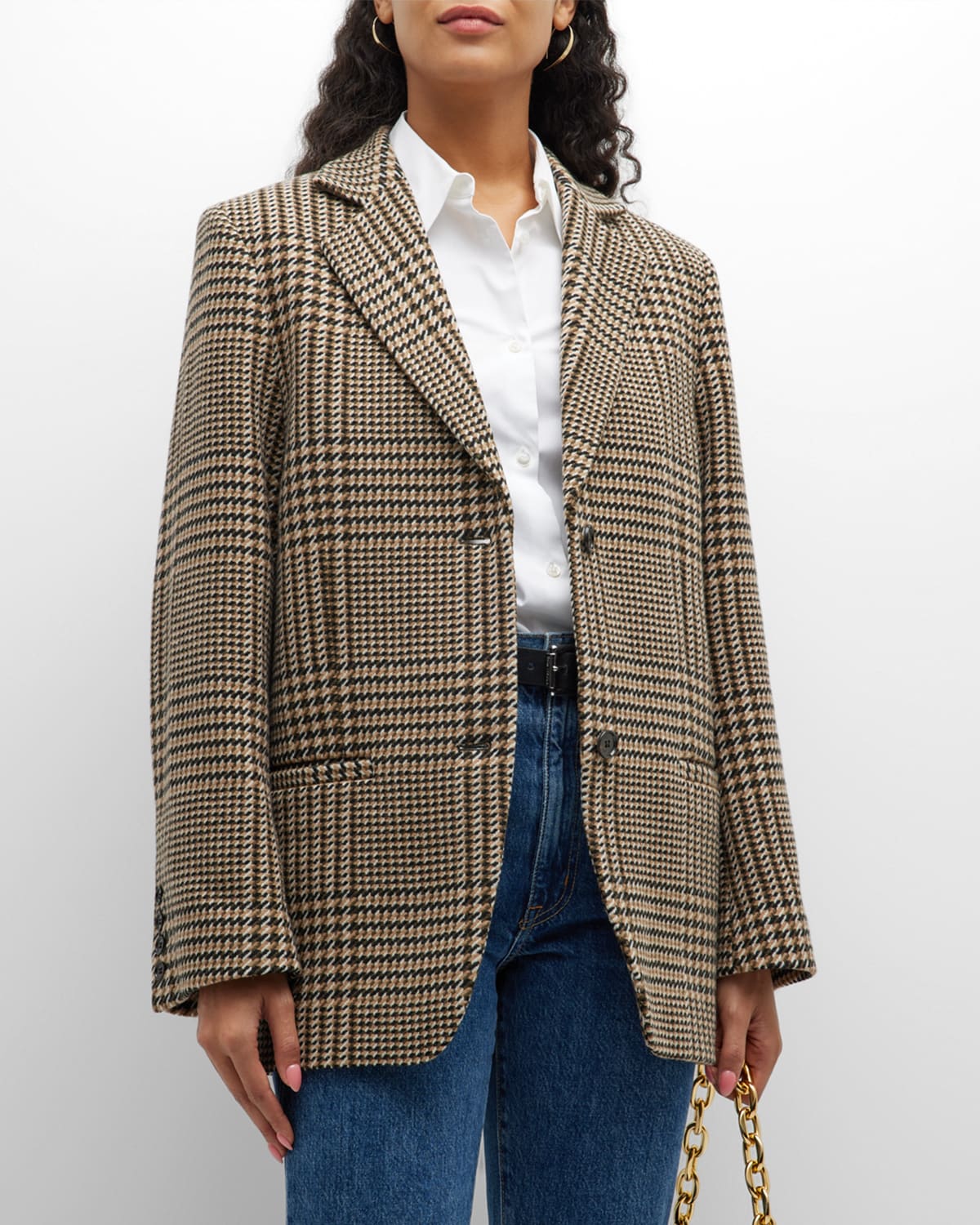 Toteme Check Houndstooth Single-Breasted Longline Blazer