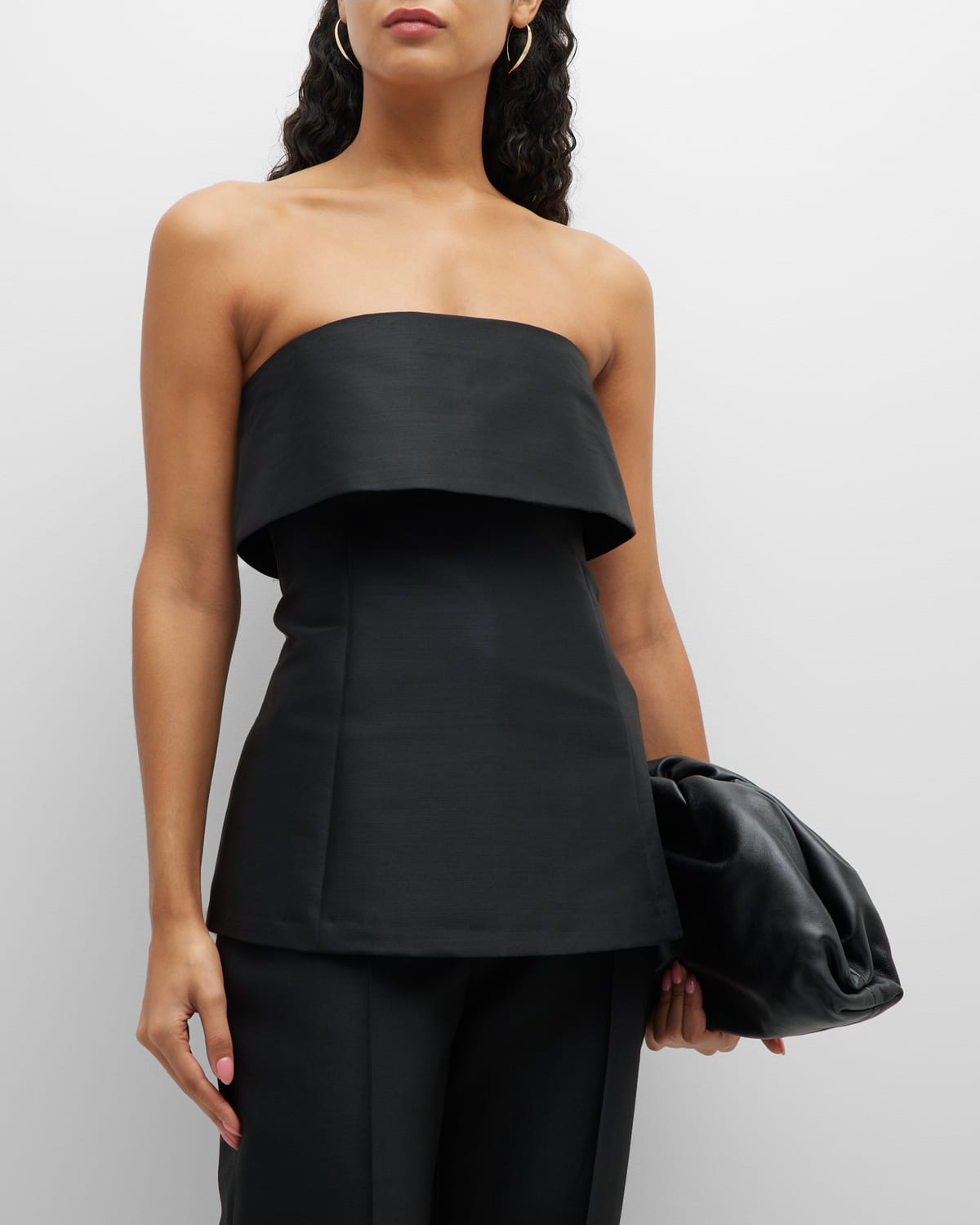 Totême Foldover Off-the-shoulder Evening Top In Black