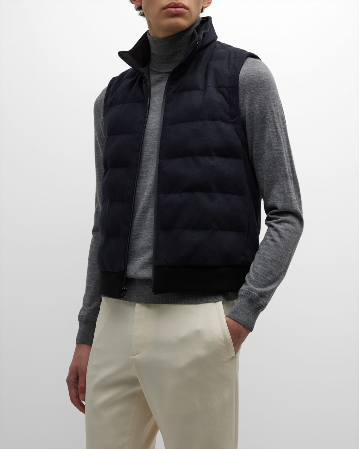 Vince Channel Quilt Vest In Coastal