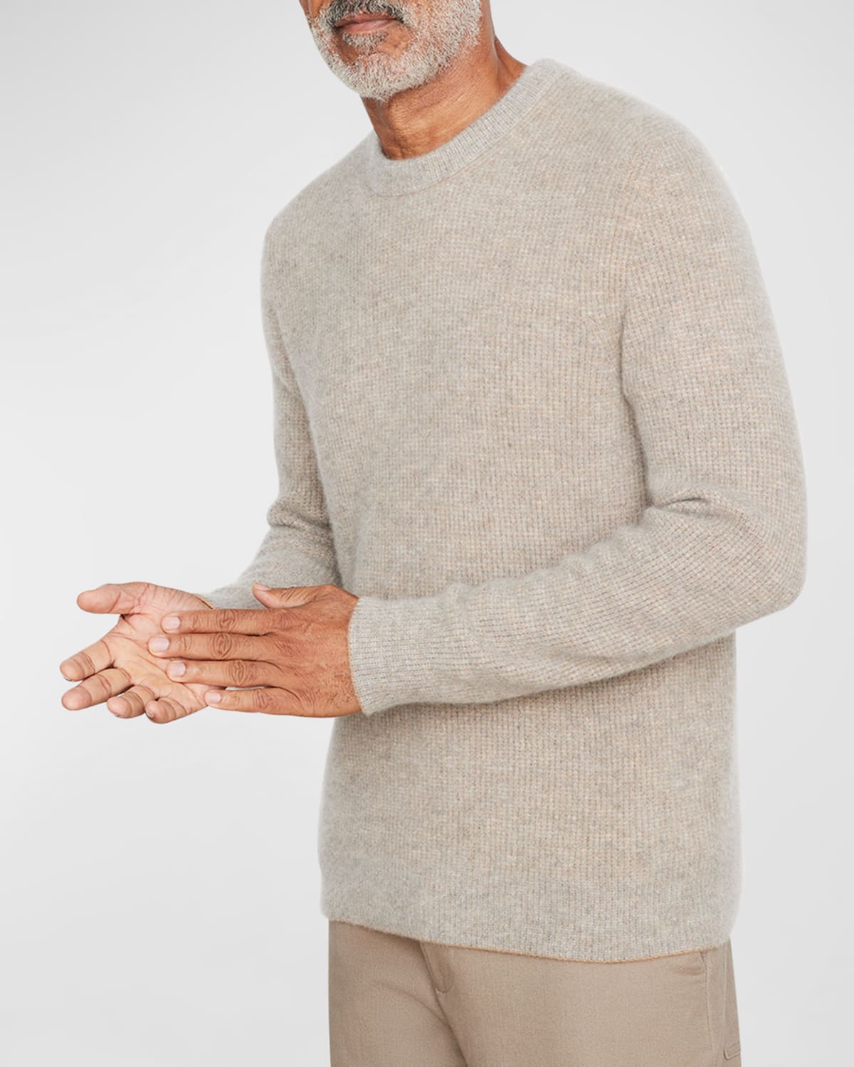 Vince Boiled Cashmere Crewneck Sweater In Camel Combo