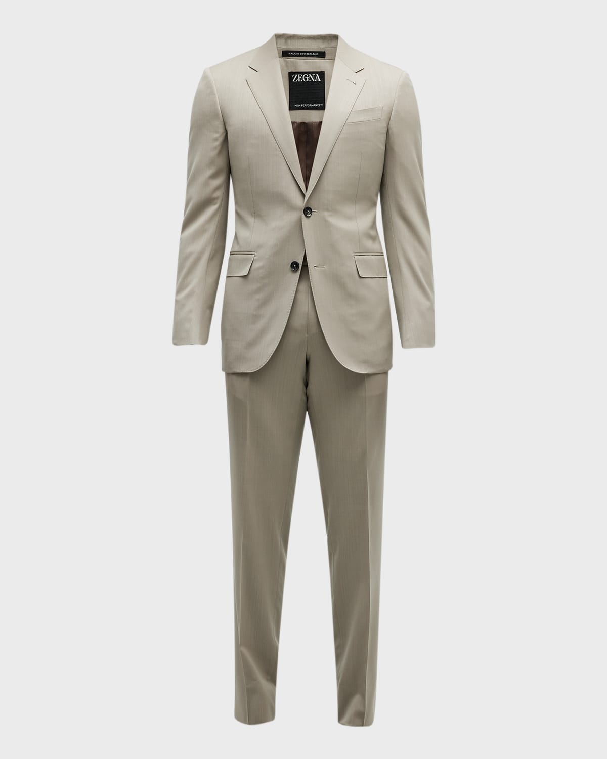 Zegna Men's Solid Wool Twill Suit In Meduim Brown